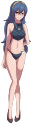 arms_behind_back blush dress_shoes fire_emblem fire_emblem_awakening fire_emblem_cipher long_hair lucina_(fire_emblem) lucina_(summer)_(fire_emblem) small_breasts super_smash_bros. zelc-face