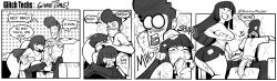 1boy 1boy1girl 1girls afro asian asian_female big_penis black_and_white blowjob blush blush_lines boxx_wrench comic comic_panel cum cum_in_mouth english_text eyaculation fainted female glitch_techs hector_nieves male miko_kubota monochrome penis speech_bubble text