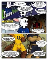4:5 accipitrid accipitriform anal anal_sex anthro avian ball bird canid canine celeste_(club_america) clothing club_america club_cruz_azul comic cougar crisn-black-space dialogue eagle felid feline fox goyo group hare hi_res lagomorph leporid liebre_blu liga_mx male male/male mammal muscular penetration skinny soccer_ball soccer_field soccer_uniform spanish_text speech_bubble sportswear text uniform