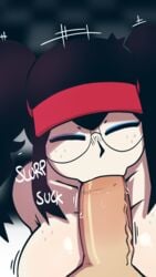 1boy 1girls 2d big_penis black_hair breasts cock dick duo eyes_closed fellatio female gats glasses human male nsfw oral original original_character penis pizza_thot straight tips_(gats) veiny_penis