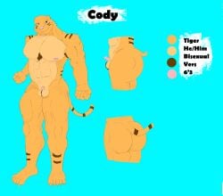 abs anthro armpit_hair ass balls big_butt biped body_hair circumcised erection felid genitals glans hi_res humanoid_genitalia humanoid_penis male male_anthro mammal micropenis mistercheeks model_sheet muscular muscular_anthro muscular_male muscular_thighs nipples pantherine pecs penis plantigrade small_penis solo tiger