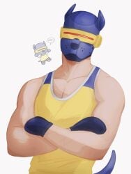 1boy bisexual chibi clothed cyclops_(x-men) doodle gay gloves human male male_only marvel marvel_comics mask masked muscles muscular muscular_male mutant_(marvel) petplay polyamory pup_hood rendered scott_summers solo straight sunglasses superhero superpowers tanktop visor white_background white_skin x-men