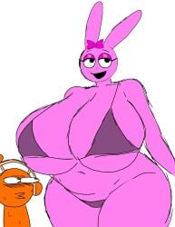 1boy 1boy1girl 1girls bikini breasts female huge_breasts jpg looking_at_breasts male momiji_(artist) orange_(sprunki) oren_(sprunki) pink_(sprunki) pinki_(sprunki) sprunki tagme twitter_link