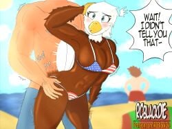 4:3 4th_of_july abs absurd_res accipitrid accipitriform american_flag_bikini anthro ass avian bald_eagle beach beak big_breasts big_butt bikini bird blue_eyes breasts clothing cloud dialogue duo eagle english_text eyebrows female flag_bikini from_behind_position hand_on_butt hand_on_hip hi_res holidays human light looking_at_viewer male male/female mammal muscular rcblackdie sand sea_eagle sex solo sunlight sunny swimwear text thick_thighs thrust thrust_lines thrusting thrusting_forward thrusting_sound_effect two-piece_swimsuit