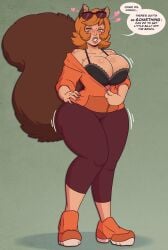 animal_ears big_breasts bimbo bimbo_lips bimbofication bra brown_hair cleavage collarbone dialogue fat_ass female_only femsub freckles green_eyes hand_on_hip heart hearts_around_head huge_breasts large_lips long_nails looking_at_viewer marvel marvel_comics offering_sex pants seductive seductive_eyes seductive_look seductive_smile shoes short_hair simple_background smile solo speech_bubble spiral_eyes squirrel_girl squirrel_girl_(marvel) sunglasses sunglasses_on_head sweater symbol_in_eyes text thick_thighs underwear undressing wide_hips wrenzephyr2