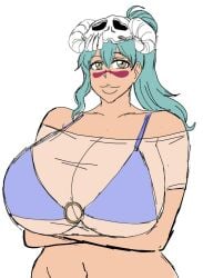 arms_under_breasts bikini bleach breasts female female_only green_hair huge_breasts jpg momiji_(artist) nelliel_tu_odelschwanck smile solo tagme twitter_link