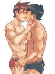 cole_(ninjago) gay kai_(ninjago) kissing lego male male_only ninjago underwear yaoi