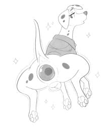 101_dalmatians animal_genitalia animal_pussy animal_vulva anus canid canine canine_genitalia canine_pussy canine_vulva canis dalmatian disney domestic_dog female feral floppy_ears gaping gaping_anus genitals halbean hi_res mammal monochrome pawpads paws perdita pussy quadruped raised_tail solo tail