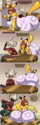 absurd_res al_gx anthro artist_name ass ass_up big_breasts big_butt big_penis black_body body_worship book breaking breasts butt_focus butt_squish butt_worship clothing comic dialogue dress duo english_text erection fair_argument_(meme) female furniture generation_1_pokemon generation_6_pokemon genitals ghost hair hi_res huge_butt huge_cock hyper hyper_genitalia hyper_penis male male/female mammal meme multicolored_body nintendo penis phantump pikachu pokemon pokemon_(species) red_hair rodent short_stack smashing spirit squish table text white_hair yellow_body