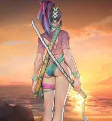 1girls 4k ass ass_focus big_ass big_breasts bikini cleavage female female_only marvel marvel_rivals psylocke psylocke_(breezy_butterfly) psylocke_(marvel_rivals) swimsuit thick_thighs