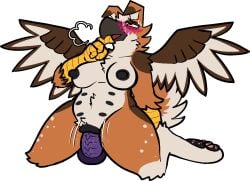 animal_genitalia animal_vulva anthro avian beak belly_nipples bite blush breasts canid canine canine_genitalia canine_gryphon canine_vulva dildo dildo_in_vagina dildo_insertion female finger_bite finger_in_mouth genitals gryphon mammal masturbation mythological_avian mythological_creature mythology nipples nude penetration pussy riding_dildo sex_toy sex_toy_in_vagina sex_toy_insertion solo trout_(artist) vaginal_masturbation vaginal_penetration