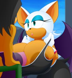 2019 anthro areola_slip bat bay big_breasts big_penis bouncing_breasts breasts clothed clothing duo eyelashes eyeshadow female furry huge_breasts huge_cock hyper makeup male mammal outercourse paizuri penis rouge_the_bat sega sex shirt slickehedge sonic_(series) straight tank_top thick_penis thick_thighs voluptuous wide_hips