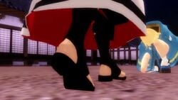 3d_animation baiken ballbusting blonde_hair breasts bridget crotch_kick eyepatch female femboy femdom guilty_gear guilty_gear_strive jacket jiggling_breasts katana kicking kimono kneeing pink_hair ponytail ryona sakurana_jk sandals sheathed_sword skirt sound sound_effects stomping tagme video