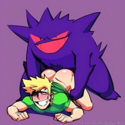 ai_generated gay gay_anal gay_domination gay_sex gengar hands_on_thighs male pokemon pokemon_(species) pokephilia