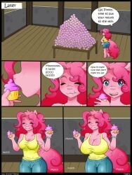 anthro ass autumnmelody body_blush breast_expansion breasts comic_panel cupcakes hasbro my_little_pony pink_hair pink_skin pinkie_pie_(mlp) pony tagme weight_gain weight_gain_female