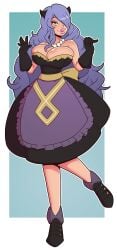 big_breasts bimbo bimbo_body bimbo_lips breasts camilla_(fire_emblem) domestication dress femsub fire_emblem fire_emblem_fates gloves hair_ornament huge_breasts large_breasts large_lips long_hair makeup necklace nintendo purple_hair skirt wrenzephyr2 yellow_eyes