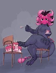 anal anal_sex antenna_hair antennae_(anatomy) anthro ass big_butt black_eyes bodily_fluids cake chair claws crossed_legs cutlery dessert detailed_background dildo dildo_in_ass dildo_insertion dildo_sitting dragon_fruit eating eating_food food food_creature fruit furniture hair hi_res kitchen_utensils lizard looking_at_viewer male markings multicolored_body object_in_ass penetration pink_face pitango_(artist) pitango_(character) plant pseudo_hair reptile scalie sex_toy sex_toy_in_ass sex_toy_insertion shaded simple_shading sitting slightly_chubby solo spoon stomach_bulge tail thick_tail thick_thighs tools