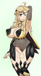 balls blonde_hair blushing color fire_emblem futa_only futanari intersex large_breasts niseruhito ophelia_(fire_emblem) simple_background thick_thighs