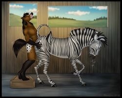 2019 anthro anthro_on_feral barn brushfire closed_eyes duo equine female feral horse male male_on_feral mammal nude original_characters penetration sex straight vaginal_penetration zebra zoophilia