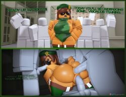 1girls 3d 4boys anus areola_slip areolae ass balls beret blowjob breasts cami_(project_remix) camo_clothing dialogue double_penetration english_text fellatio gangbang grey_skin handjob oral paid_reward_available penis project_remix pussy roblox roblox_game robloxian rusmynth sunglasses tagme tan_skin text thighs