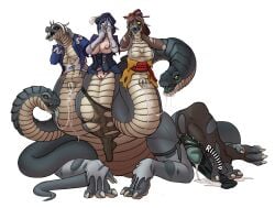 2025 anthro blue_hair bodily_fluids breasts chiori_(genshin_impact) clorinde_(genshin_impact) clothing crying digital_media_(artwork) european_mythology furina_(genshin_impact) futa_sans_balls futanari genital_fluids genitals genshin_impact greek_mythology green_tongue hair herm hermaphrodite hi_res human hydra intersex lunate mammal merging mihoyo multi_body multi_genitalia multi_head multi_pussy mythology nipples open_mouth penis precum pussy simple_background solo species_transformation tail tears tongue tongue_out torn_clothing transformation unusual_anatomy vaginal_fluids vulva white_background white_hair