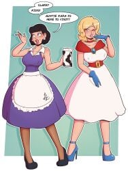 avengers big_lips black_hair blonde_hair blue_eyes dc_comics domestication dress female female_only femsub gloves happy_trance high_heels housewife lois_lane milk milk_carton multiple_girls multiple_subs nipples nipples_visible_through_clothing open_mouth power_girl purple_eyes short_hair smile superman_(series) tongue wrenzephyr2