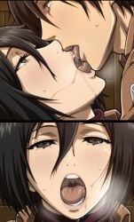 ai_generated attack_on_titan kissing kissing lips mikasa_ackerman mouth open_mouth