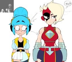 blonde_hair blue_hair brawl_stars janet_(brawl_stars) lumi_(brawl_stars) supercell