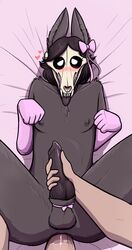 2019 2boys anal anal_sex animal_genitalia animal_penis anthro anus arm_warmers armwear bed black_fur black_hair blush bow_ribbon canine canine_penis clothing digital_media_(artwork) duo erection femboy first_person_view fur furry gay girly hair handjob heart human human_on_male human_penetrating humanoid_penis interspecies keadonger knot looking_at_partner looking_at_viewer lying male male_anthro male_only male_penetrated male_penetrating male_pov male_scp-1471 mammal monster monster_femboy mostly_nude nipples on_back penetration penis pov ribbon scp-1471 scp_foundation sex sheath skull teeth testicles tongue tongue_out yaoi