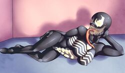 1girls abs alien ass big_breasts breasts drooling feet female female_only hand_on_ass killingrupert large_breasts laying_down laying_on_side legs long_tongue marvel marvel_comics muscles nipples on_side pussy saliva sharp_fingernails sharp_nails sharp_teeth she-venom spider-man_(series) symbiote teeth thighs tongue tongue_out venom venom_(marvel) wide_hips