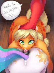 2014 anal anthro anus applejack_(mlp) ass big_macintosh_(mlp) cutie_mark equine female friendship_is_magic green_eyes group hand_on_head holding_head horse licking looking_at_viewer mammal my_little_pony nude oral pony pregnant princess_celestia_(mlp) puffy_anus revadiehard rimming sex solo_focus tongue tongue_out whitekitten yuri