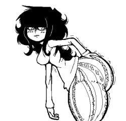 1girls 5_fingers ass big_ass bottom_heavy bubble_butt clothed clothing digging_up_in_they_ass female female_only flare_pants forbidden_pants hand_on_ass hand_on_butt huge_ass human line_art monochrome motion_lines needlemouse_(series) pear_shaped sarah_henderson_(needlemouse) shaking sketch solo solo_female sweater tagme thick_thighs ykujo