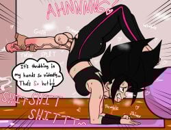 balls big_ass big_balls big_butt big_penis cum cum_on_floor cumshot drooling floating_hands penis skurigami sweaty yoga yoga_pants yoga_pose