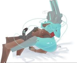 1boy 1girls artist_signature big_ass big_breasts blush breasts female femdom galeforcekid hands_on_breasts head_between_breasts heart_symbol male mindflayer_(ultrakill) nipples penis robot streetcleaner_(ultrakill) tagme teal_skin tentacle_sex tentacles ultrakill