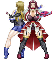 2girls akiza_izinski alexis_rhodes alexis_rhodes_(arc-v) backboob hyper hyper_breasts long_hair yu-gi-oh! yu-gi-oh!_5d's yu-gi-oh!_gx