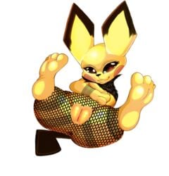 1girls 2019 3_fingers 4_toes alpha_channel anus ass belly big_ass big_ears black_fur brown_eyes chubby clothing eyelashes feet female female_only fishnet fishnets flat_chest fur furry furry_only half-closed_eyes legs_up looking_at_viewer mammal navel nintendo nude pantyhose paws pichu pokémon_(species) pokemon presenting presenting_pussy pussy rodent sapple_(artist) simple_background smile soles solo source_request spread_legs tail thick_thighs toes topless torn_clothes transparent_background video_games wide_hips yellow_fur