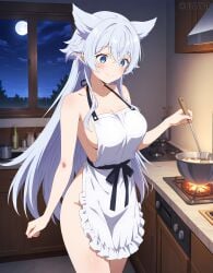 ai_generated apron cooking female fenrys lv2_kara_cheat_datta_motoyuusha_kouho_no_mattari_isekai_life wolfgirl