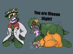 alligator duo furry high_roller_(toontown) kais_studios male metallic_body orange_scales robot scalie toontown_corporate_clash toontown_online