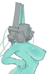 1girls breasts female galeforcekid hands_on_hips mindflayer_(ultrakill) nipples nude nude_female robot robot_girl robot_humanoid side_view sideboob tagme teal_skin ultrakill