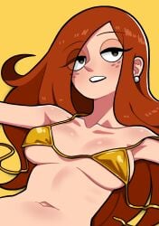 1girls auburn_hair bikini_top bikini_top_undone disney disney_channel female gravity_falls light-skinned_female light_skin long_hair looking_at_viewer n___k___m red_hair wendy_corduroy