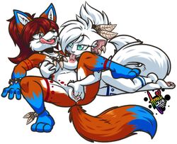 2girls amuzoreh female female_only furry furry_only serra_royale sonic_(series) sonic_oc suni_blackheart yuri