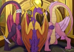 absurd_res activision anus ass ass_up blade blush cynder dragon dreyk-daro duo ember_(spyro) female female_feral feral finger_fuck fingering genitals group group_sex hi_res horn male male/female membrane_(anatomy) membranous_wings mythological_creature mythological_scalie mythology pink_body pink_scales presenting presenting_hindquarters presenting_pussy purple_body purple_scales pussy raised_tail rear_view scales scalie sex spade_tail spikes spyro spyro_the_dragon tail tail_anus tail_blade thick_tail threesome trio vaginal_penetration ventral_scales weapon_tail wings