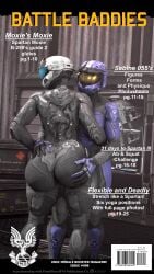 big_ass female female/female female_only groping_ass halo_(game) halo_(series) halo_reach magazine_cover pompilus_sfm_twitter(artist) reach_around skin_tight spartan_(halo) techsuit