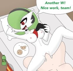 absurd_res beverage breasts casual_sex chips_(food) controller cookie dialogue duo electronics female food from_front_position furniture game_controller gardevoir generation_3_pokemon genitals headgear headphones headset hi_res human human_on_humanoid human_penetrating humanoid humanoid_penetrated interspecies lying lying_on_sofa male male/female mammal missionary_position nintendo on_back on_sofa penetration penile penile_penetration penis penis_in_vagina pillow plate pokemon pokemon_(species) red_eyes roguecolonel303 sex soda soda_bottle sofa speech_bubble text vaginal_penetration vaginal_penetration vulva