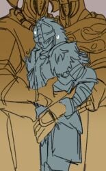 armor crucible_knight elden_ring gay groping manhandling ovosou pantsing size_difference tarnished_(elden_ring)