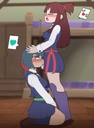 1futa 1girls 2d 2d_animation akko_kagari animated atsuko_kagari blowjob blush breasts brown_hair constanze_amalie_von_braunschbank-albrechtsberger fellatio futa_on_female futanari green_eyes hand_on_head little_witch_academia loop looping_animation lunny_sketch musi_cassie sound tagme video