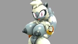 3d anthro areola erect_nipples female female_only grey-yordle huge_breasts lemur looking_at_viewer nipples solo sonic_(series) tangle_the_lemur