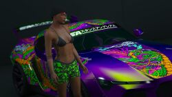 1girls 2026 3d 3dcg absurd_res absurd_resolution alternate_outfit bare_shoulders belly bikini_top black_bikini_top cleavage collarbone dyed_hair edited_screencap expressionless female_only game_cg grand_theft_auto grand_theft_auto_online gta_online_female_character high_res highres indifferent mattiejas mature_woman navel pink-haired_female plaid_shorts race_car red_lipstick rockstar_editor short-haired_female small_breasts source_request sports_car standing standing_at_attention sunglasses swim_shorts tan-skinned_female tattoo tomboyish
