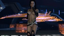 3d biting_finger black_hair breast_grab breasts female female female_only looking_at_viewer mass_effect mass_effect_3 miranda_lawson partially_clothed shittyhorsey solo vagina