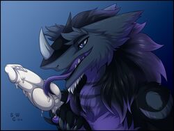 anthro dessert food ice_cream invalid_tag licking male male_only penis sergal silvergrin tongue tongue_out